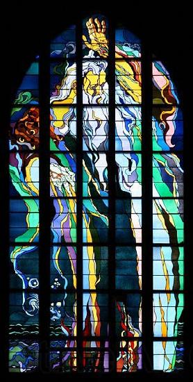 Stanislaw Wyspianski Stained glass window in Franciscan Church, designed by Wyspiaeski France oil painting art